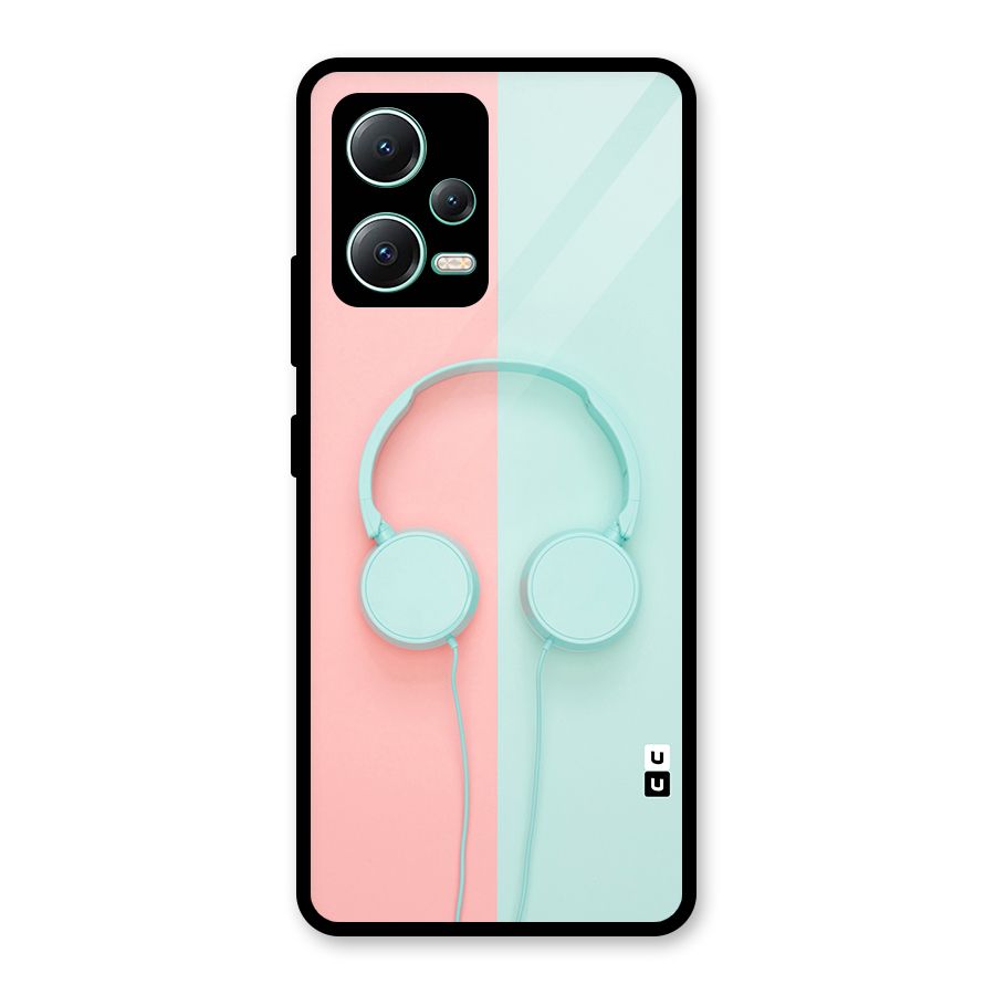 Pastel Headphones Glass Back Case for Redmi Note 12 5G