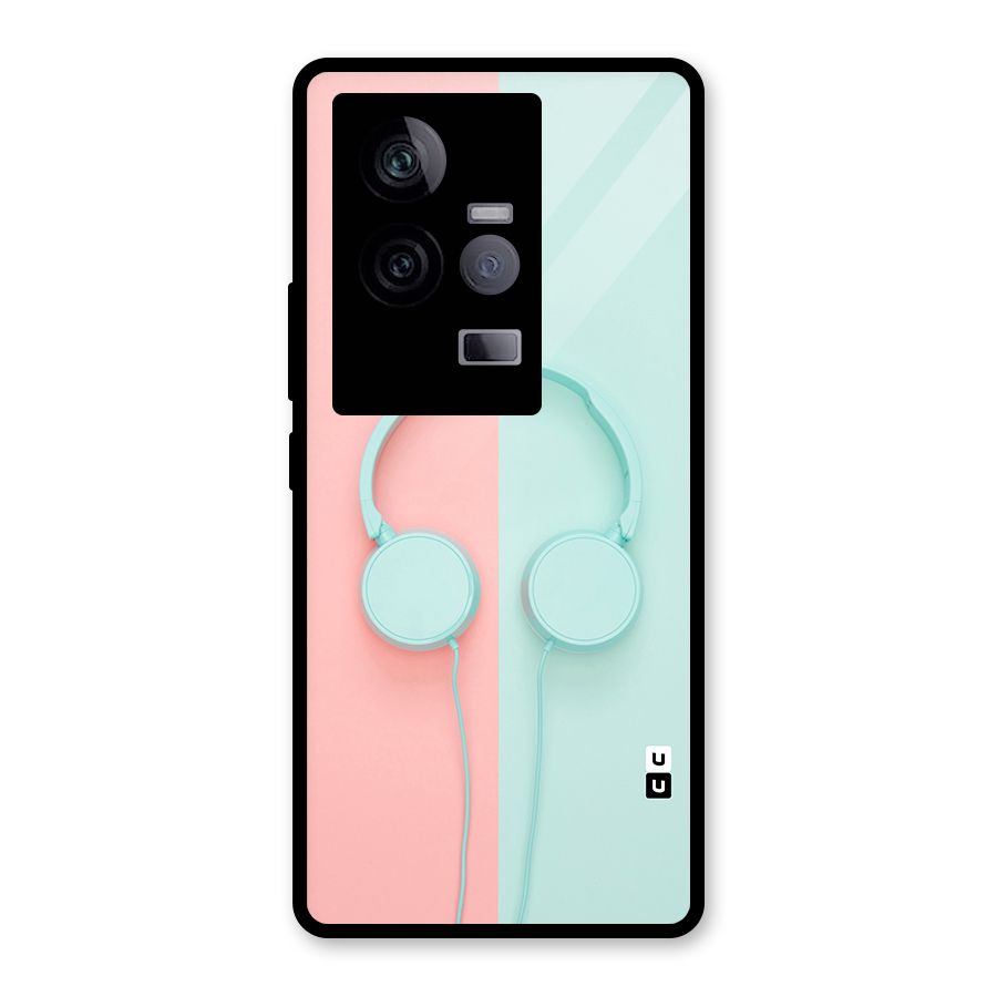 Pastel Headphones Glass Back Case for Vivo iQOO 11 5G