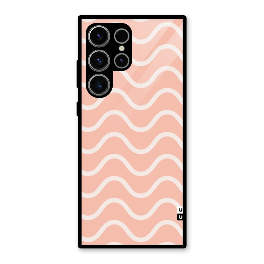 Pastel Peach Waves Glass Back Case for Galaxy S23 Ultra