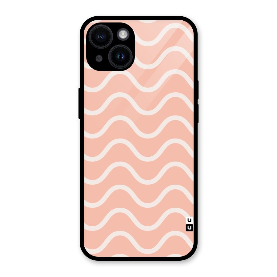 Pastel Peach Waves Glass Back Case for iPhone 14