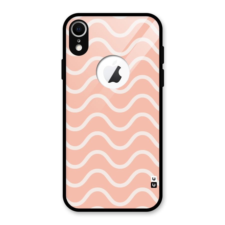Pastel Peach Waves Glass Back Case for iPhone XR Logo Cut