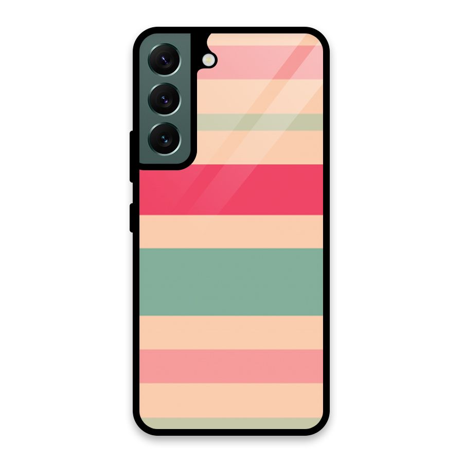 Pastel Stripes Vintage Glass Back Case for Galaxy S22 5G