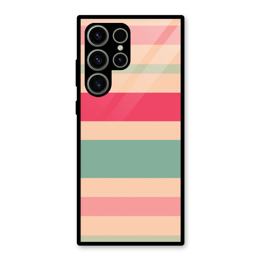Pastel Stripes Vintage Glass Back Case for Galaxy S23 Ultra