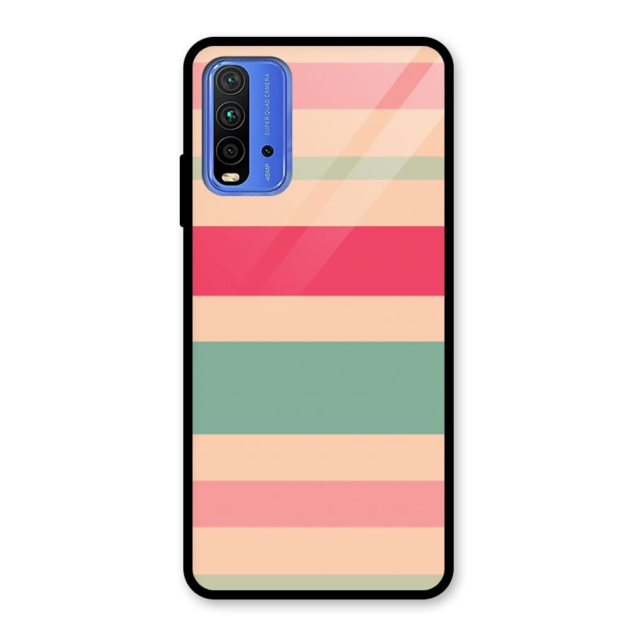 Pastel Stripes Vintage Glass Back Case for Redmi 9 Power
