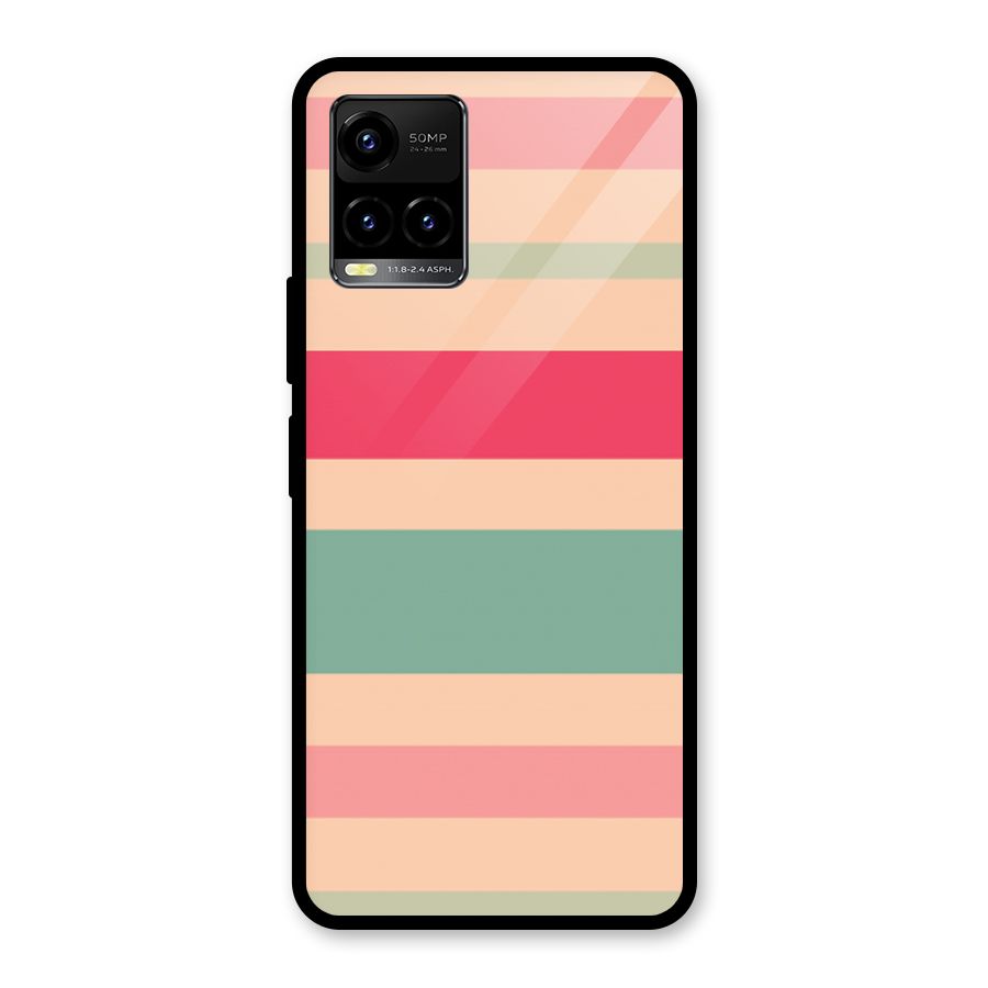 Pastel Stripes Vintage Glass Back Case for Vivo Y21A