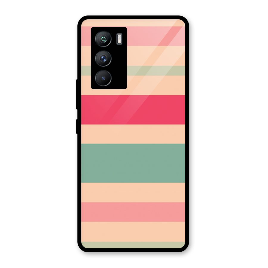 Pastel Stripes Vintage Glass Back Case for Vivo iQOO 9 SE