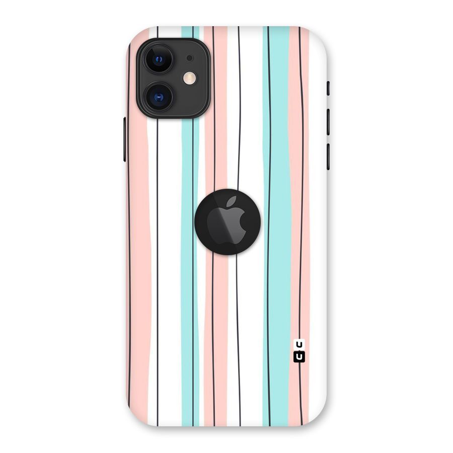 Pastel Tri Stripes Back Case for iPhone 11 Logo Cut