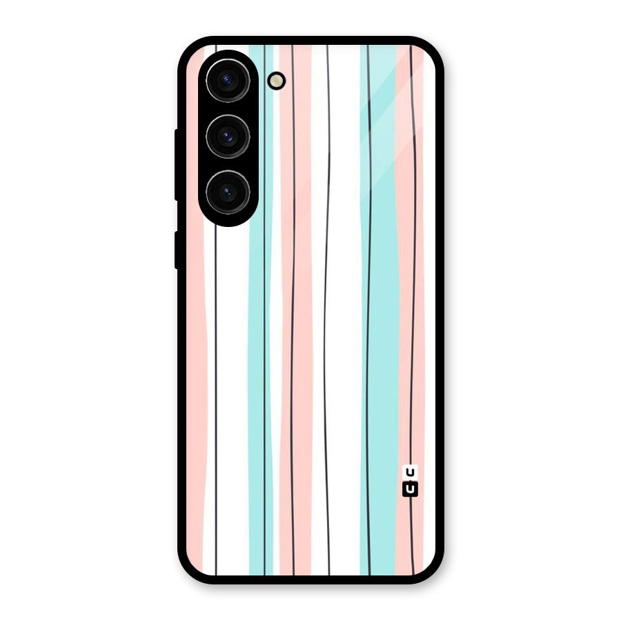 Pastel Tri Stripes Glass Back Case for Galaxy S23 Plus