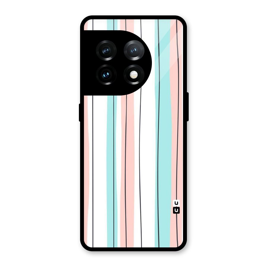 Pastel Tri Stripes Glass Back Case for OnePlus 11
