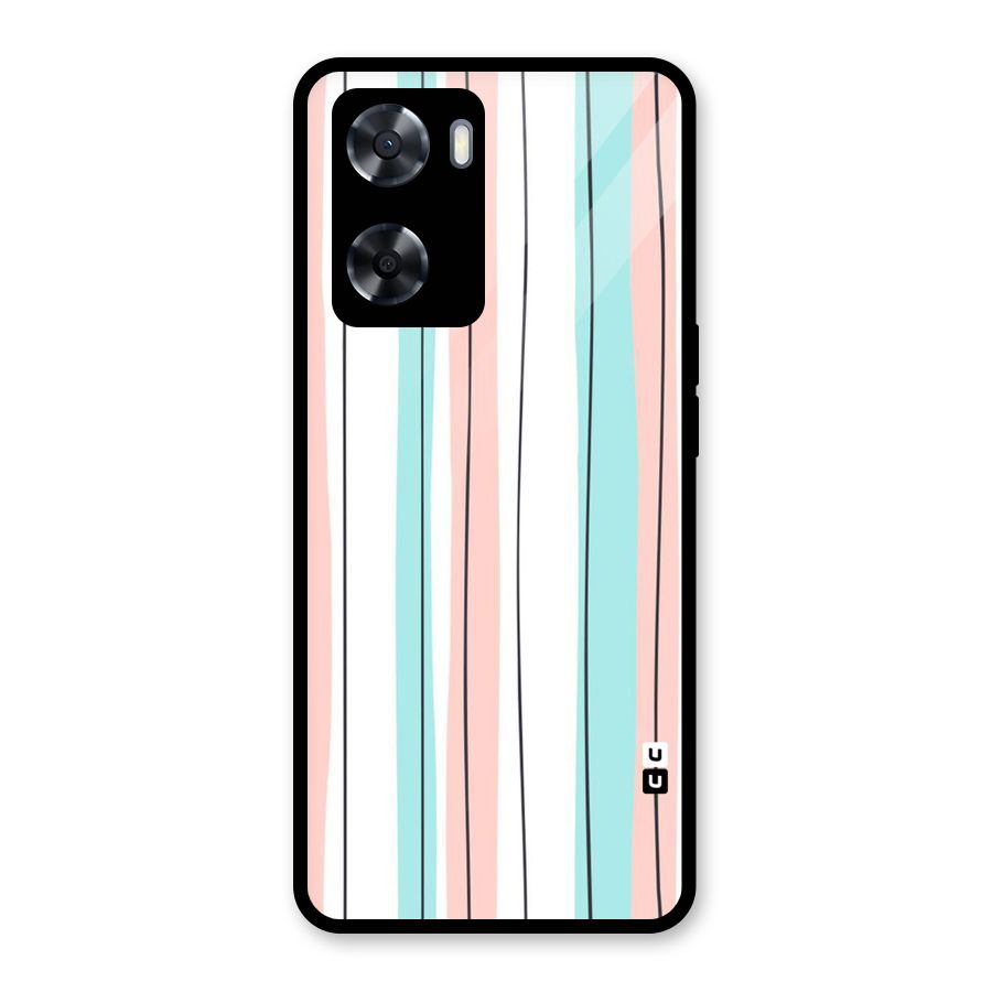 Pastel Tri Stripes Glass Back Case for Oppo A57 2022