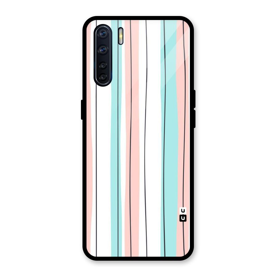 Pastel Tri Stripes Glass Back Case for Oppo F15