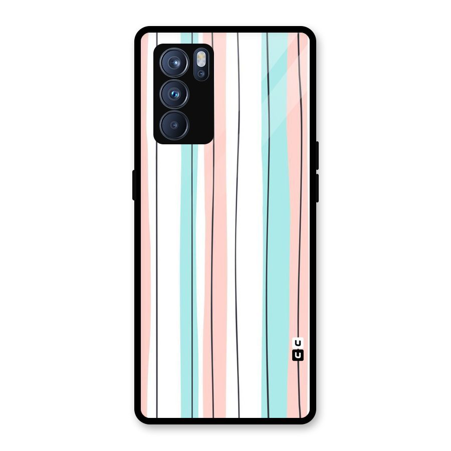 Pastel Tri Stripes Glass Back Case for Oppo Reno6 Pro 5G