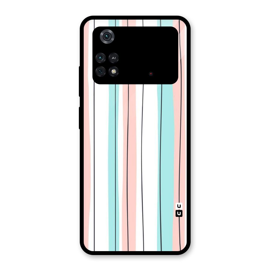 Pastel Tri Stripes Glass Back Case for Poco M4 Pro 4G