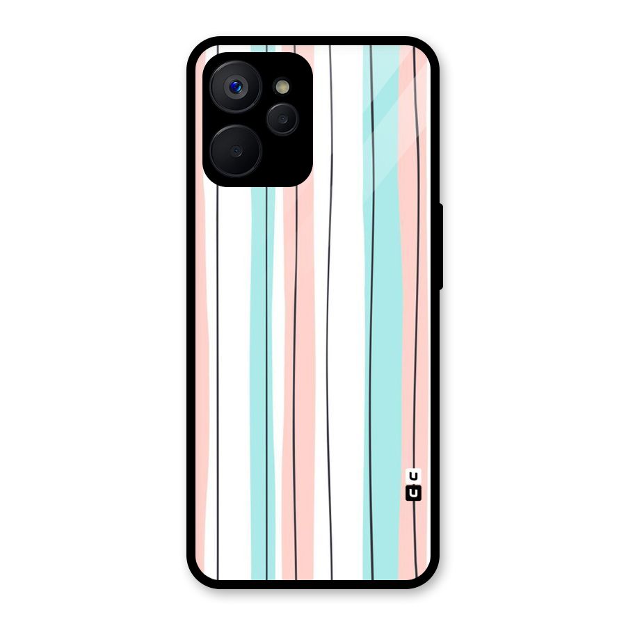 Pastel Tri Stripes Glass Back Case for Realme 9i 5G
