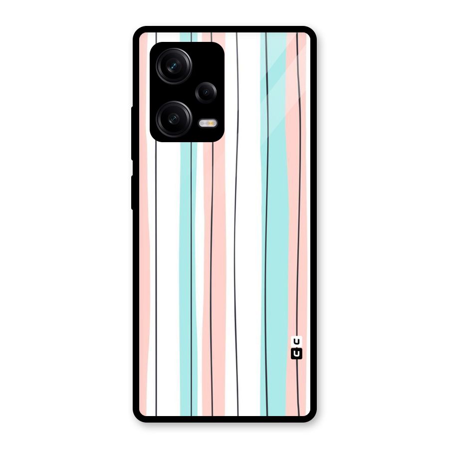 Pastel Tri Stripes Glass Back Case for Redmi Note 12 Pro