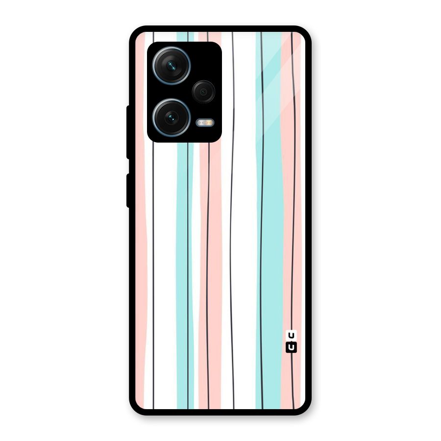 Pastel Tri Stripes Glass Back Case for Redmi Note 12 Pro Plus 5G