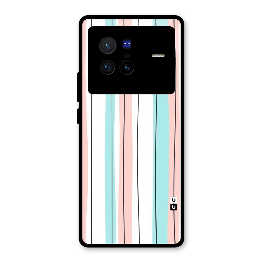 Pastel Tri Stripes Glass Back Case for Vivo X80