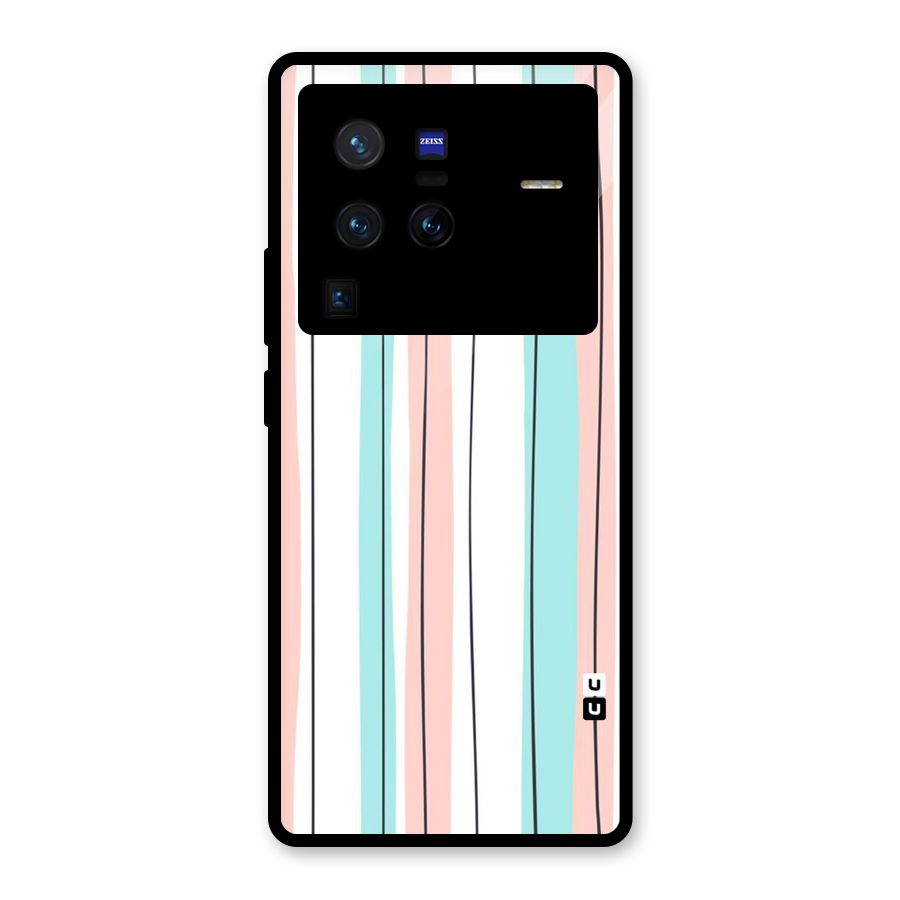 Pastel Tri Stripes Glass Back Case for Vivo X80 Pro