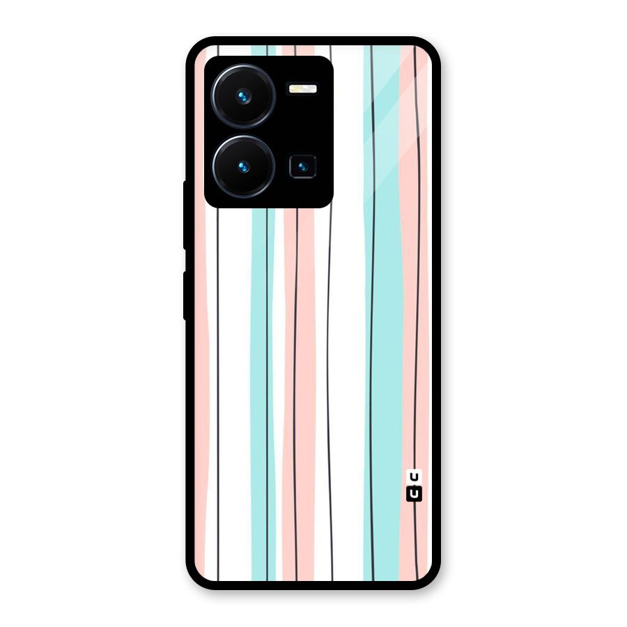 Pastel Tri Stripes Glass Back Case for Vivo Y35