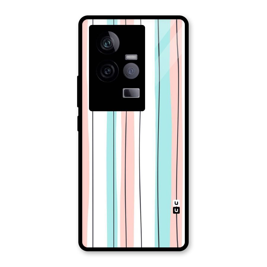 Pastel Tri Stripes Glass Back Case for Vivo iQOO 11 5G