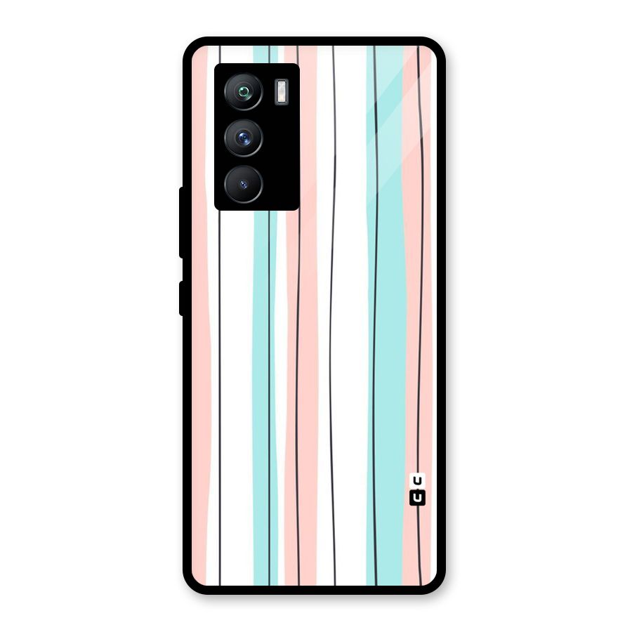 Pastel Tri Stripes Glass Back Case for Vivo iQOO 9 SE