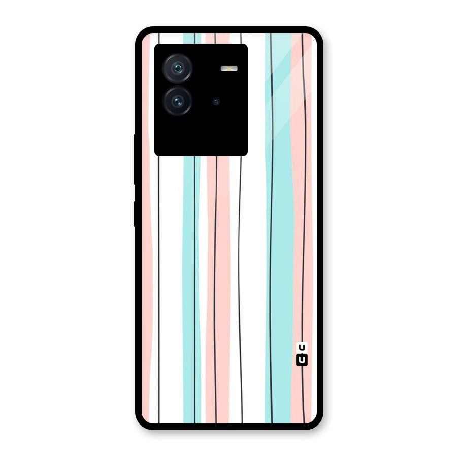 Pastel Tri Stripes Glass Back Case for Vivo iQOO Neo 6 5G