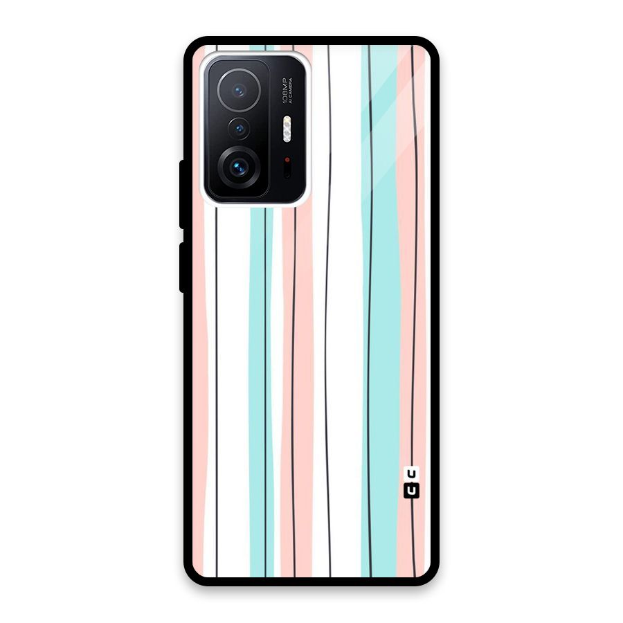 Pastel Tri Stripes Glass Back Case for Xiaomi 11T Pro
