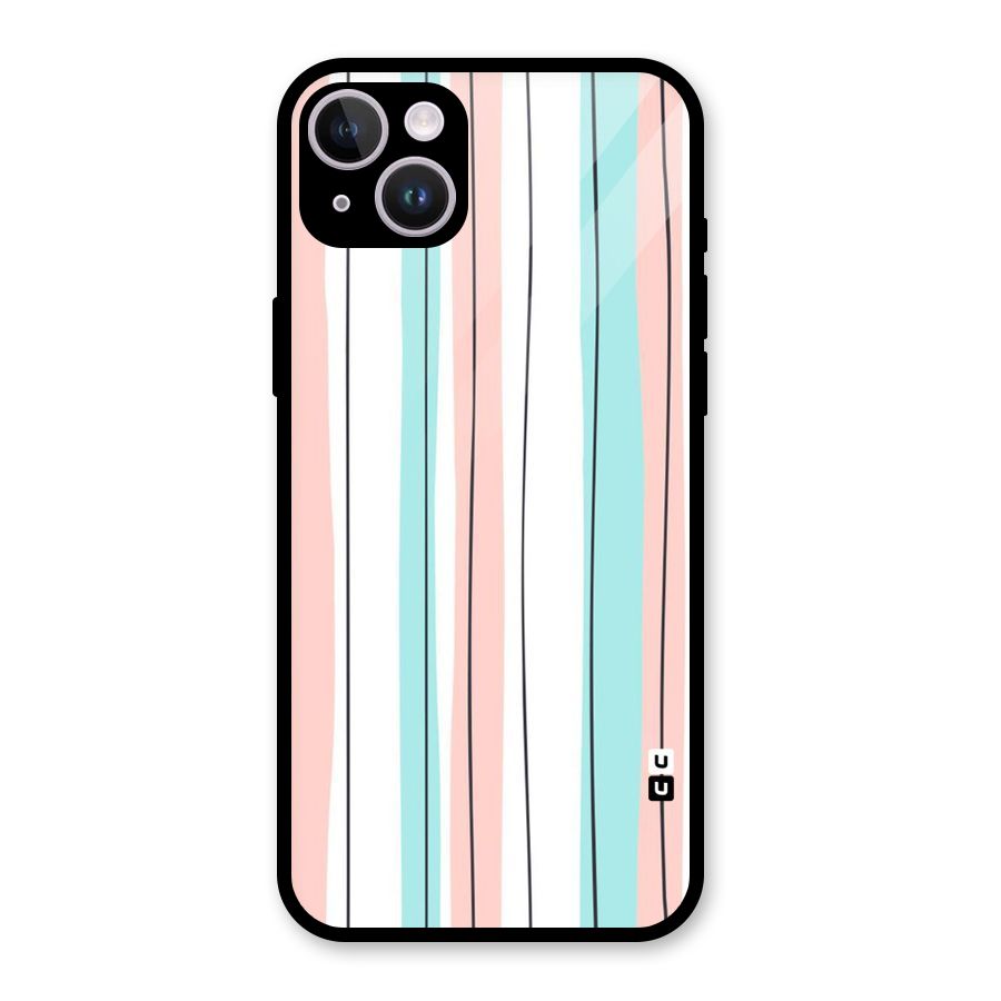 Pastel Tri Stripes Glass Back Case for iPhone 14 Plus