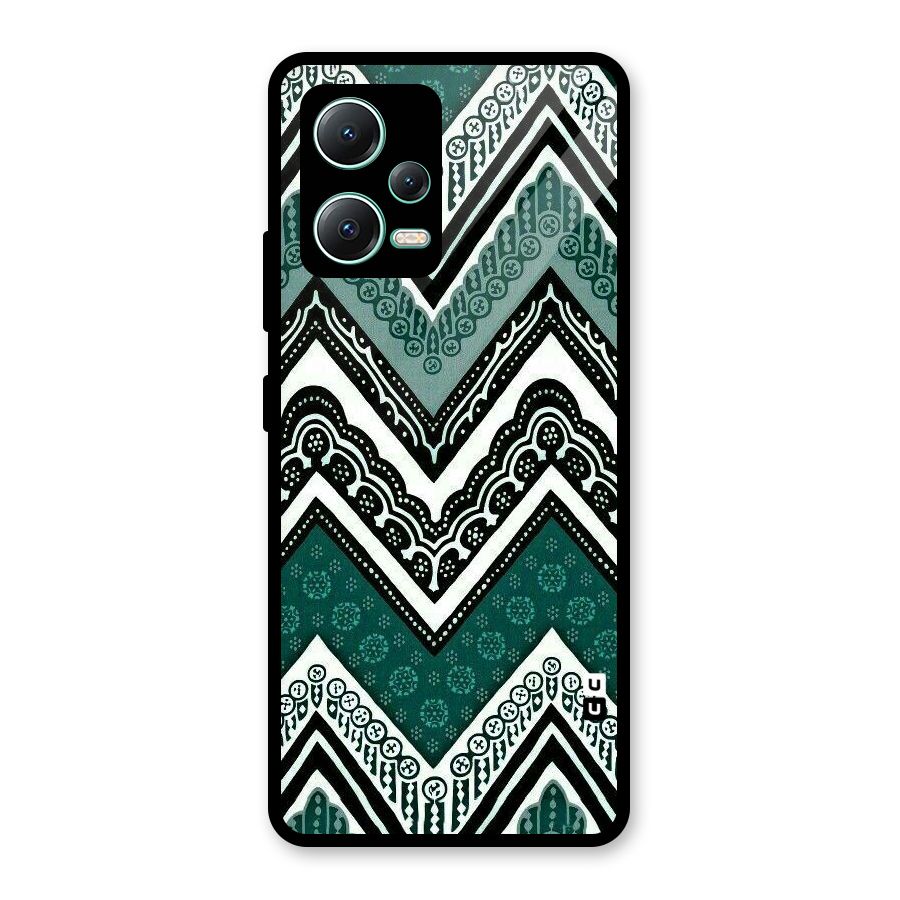Patterned Chevron Glass Back Case for Redmi Note 12 5G