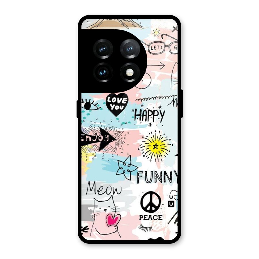 Peace And Funny Glass Back Case for OnePlus 11