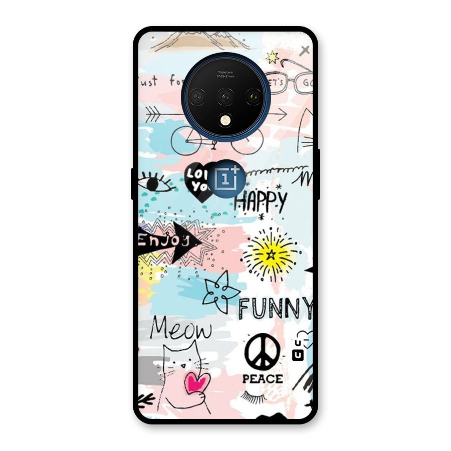 Peace And Funny Glass Back Case for OnePlus 7T
