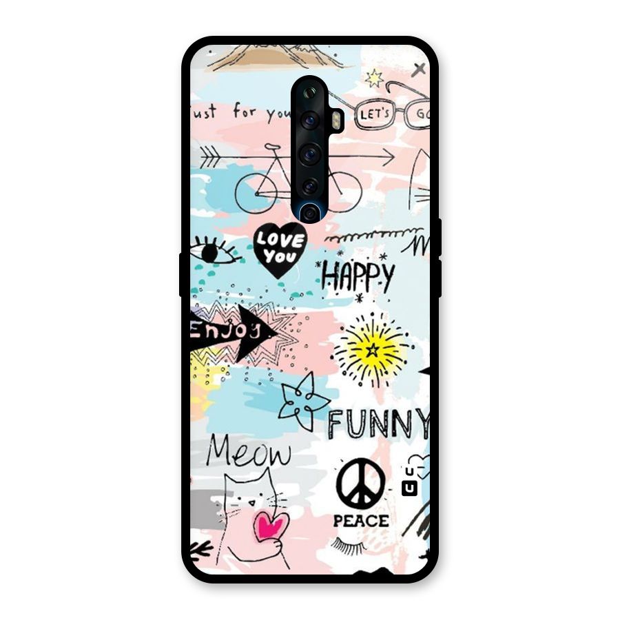 Peace And Funny Glass Back Case for Oppo Reno2 F