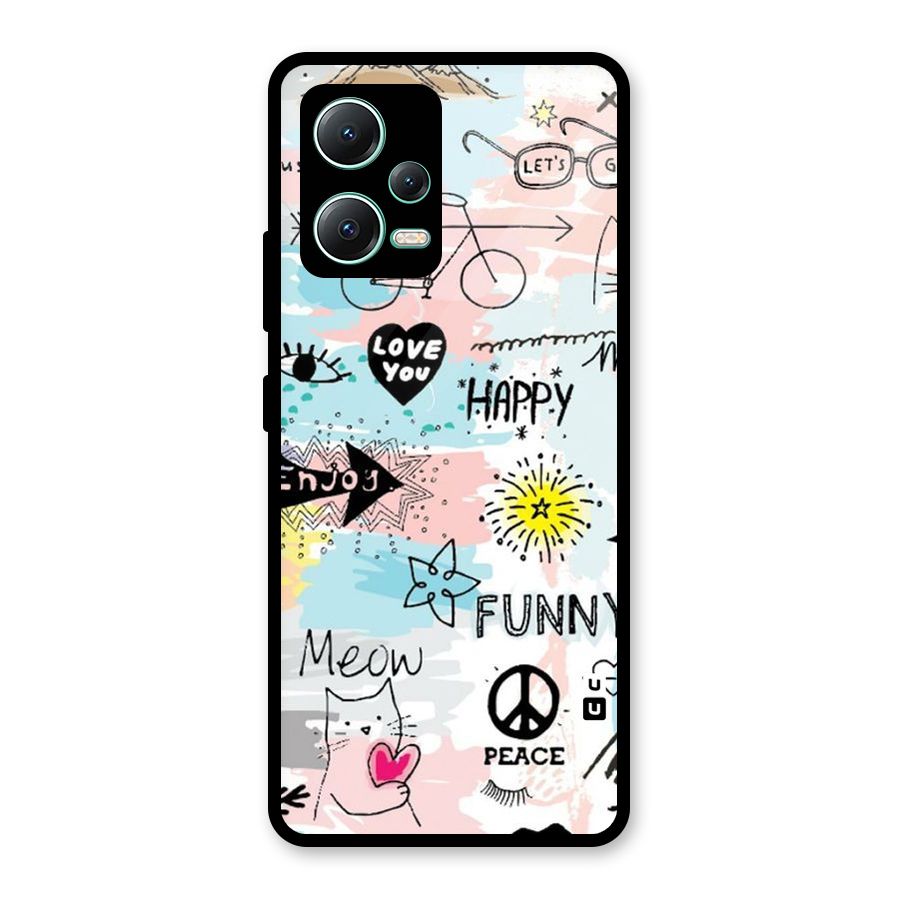 Peace And Funny Glass Back Case for Redmi Note 12 5G