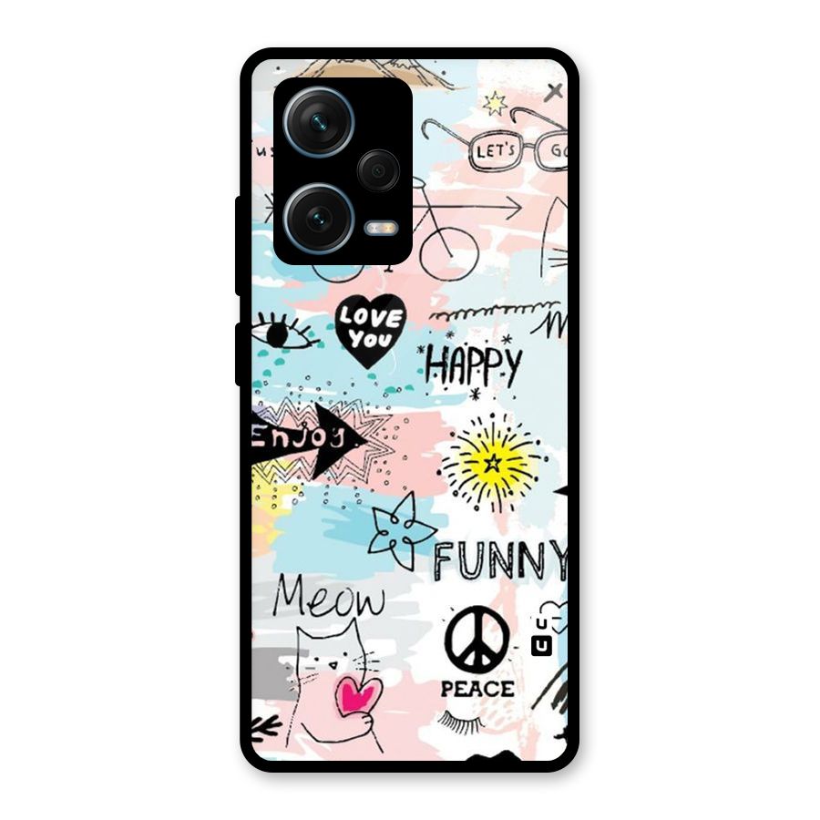 Peace And Funny Glass Back Case for Redmi Note 12 Pro Plus 5G