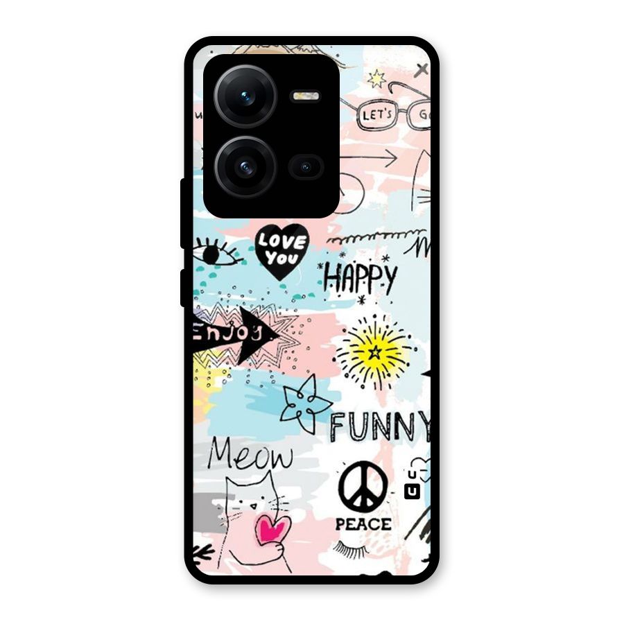 Peace And Funny Glass Back Case for Vivo V25