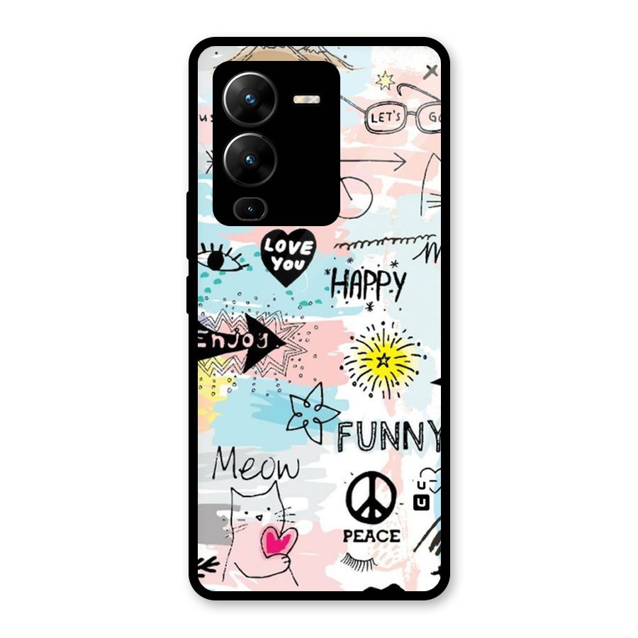Peace And Funny Glass Back Case for Vivo V25 Pro