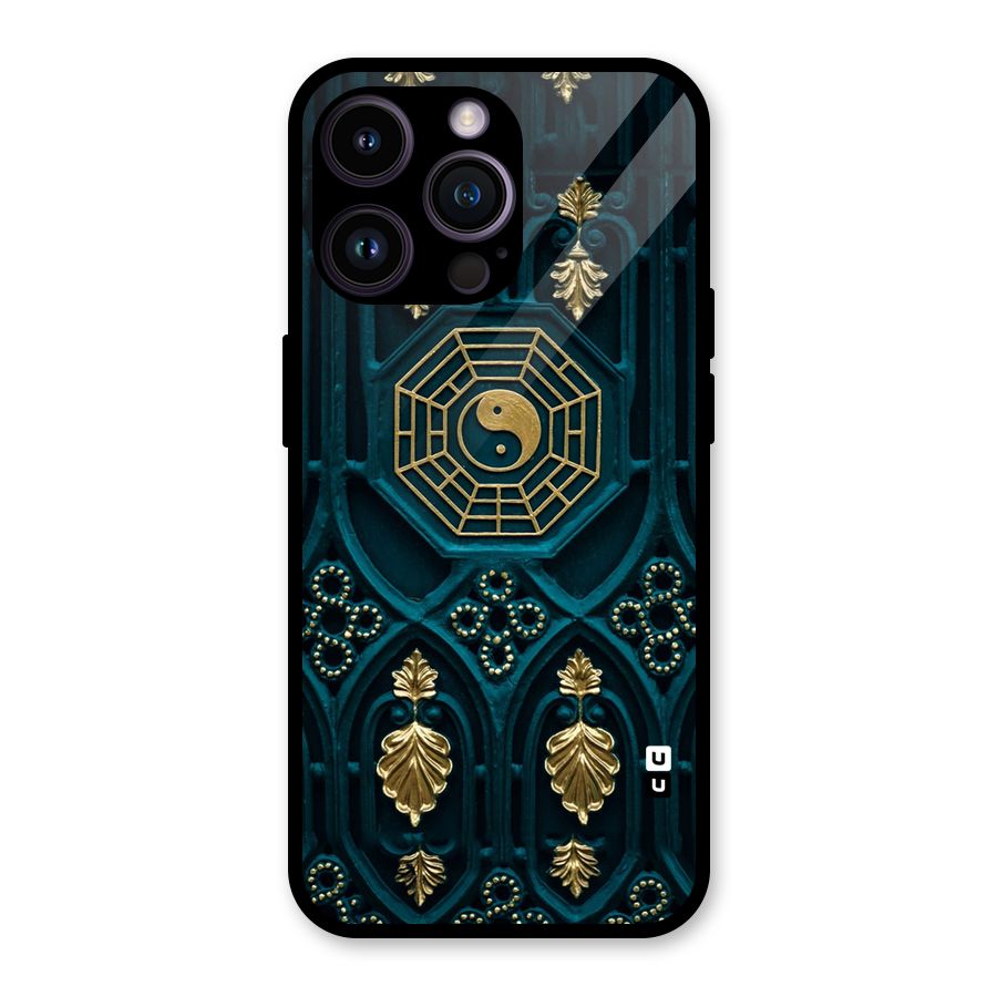 Peace Web Design Glass Back Case for iPhone 14 Pro Max