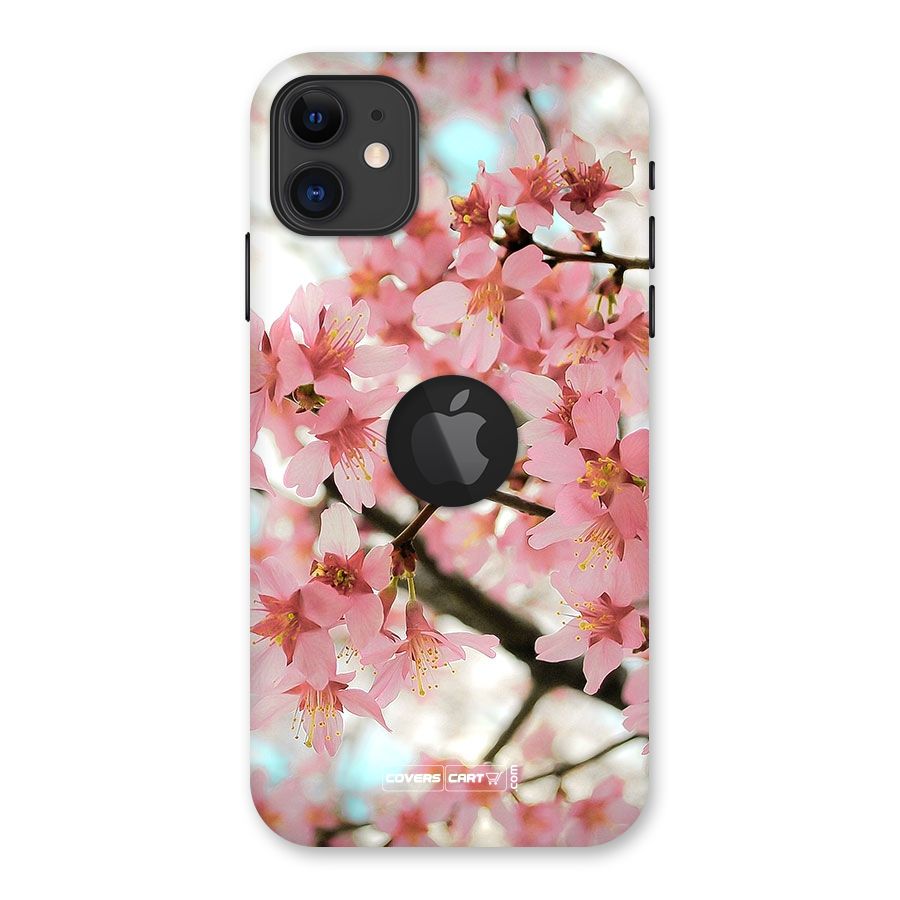 Peach Floral Back Case for iPhone 11 Logo Cut