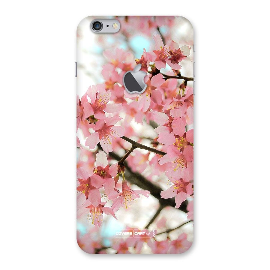 Peach Floral Back Case for iPhone 6 Plus 6S Plus Logo Cut