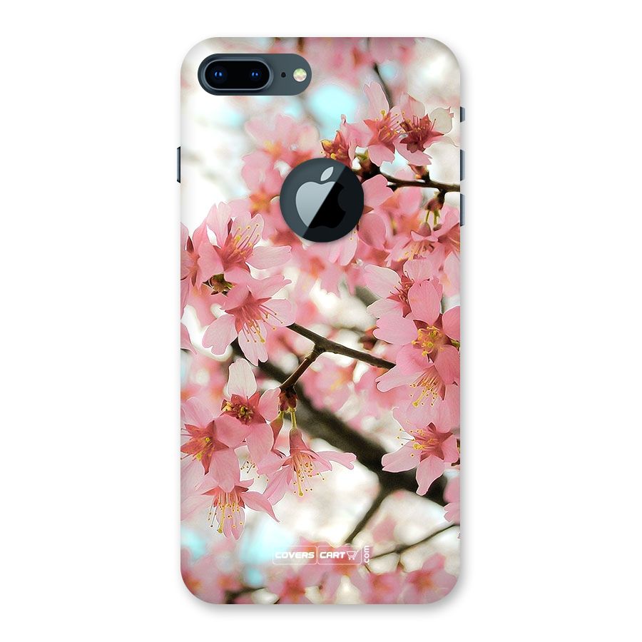 Peach Floral Back Case for iPhone 7 Plus Logo Cut