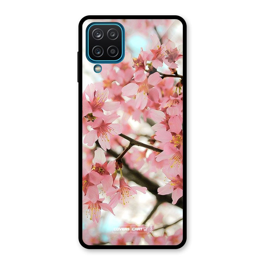 Peach Floral Glass Back Case for Galaxy A12