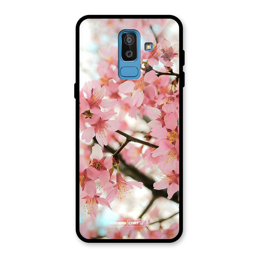 Peach Floral Glass Back Case for Galaxy J8