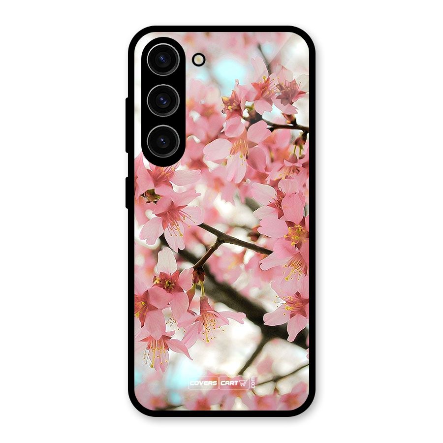 Peach Floral Glass Back Case for Galaxy S23