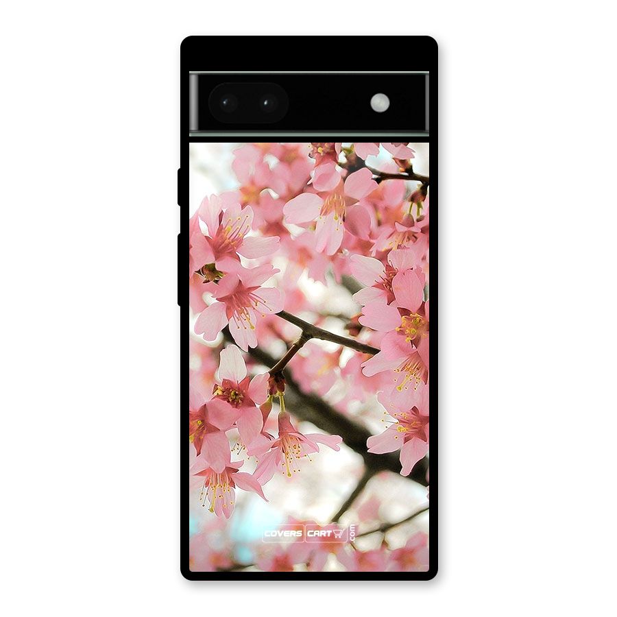 Peach Floral Glass Back Case for Google Pixel 6a