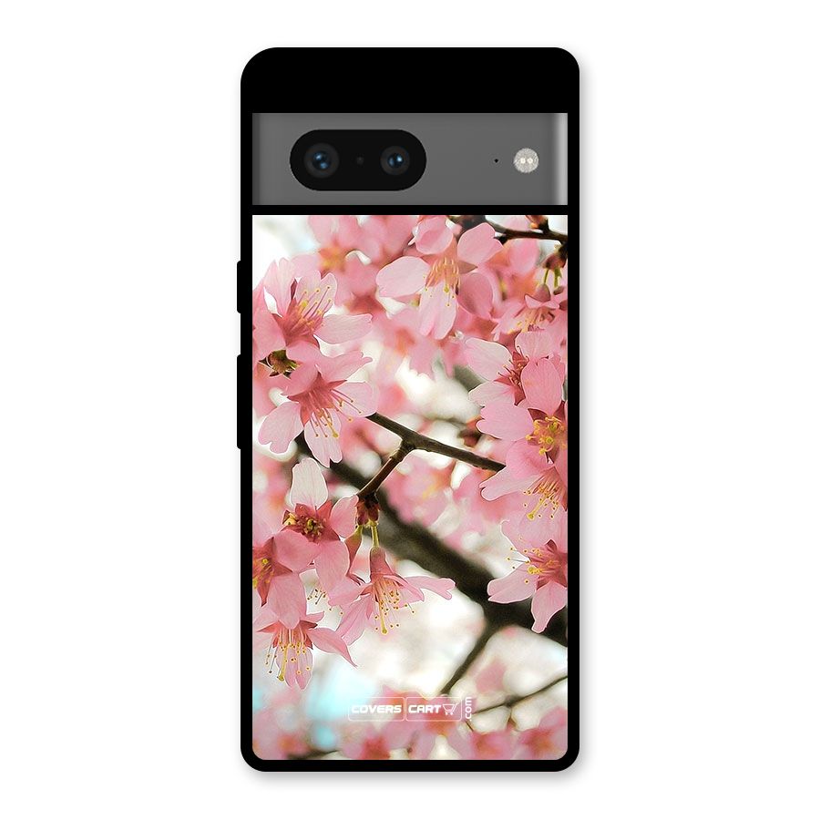 Peach Floral Glass Back Case for Google Pixel 7