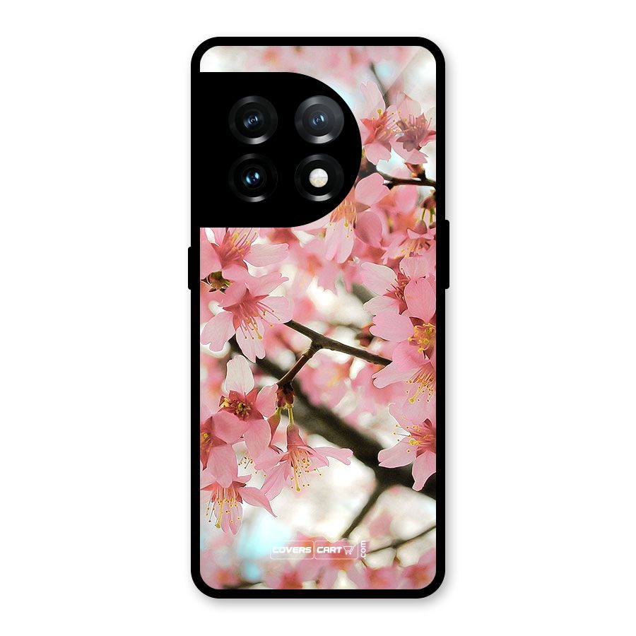 Peach Floral Glass Back Case for OnePlus 11