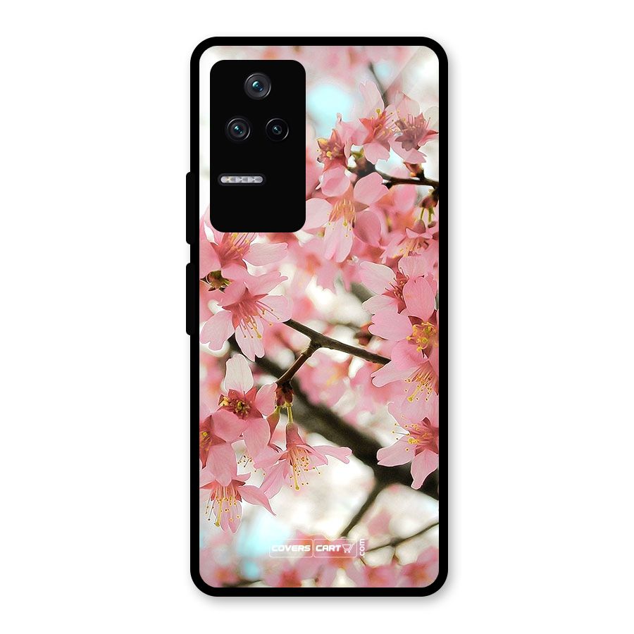 Peach Floral Glass Back Case for Poco F4 5G