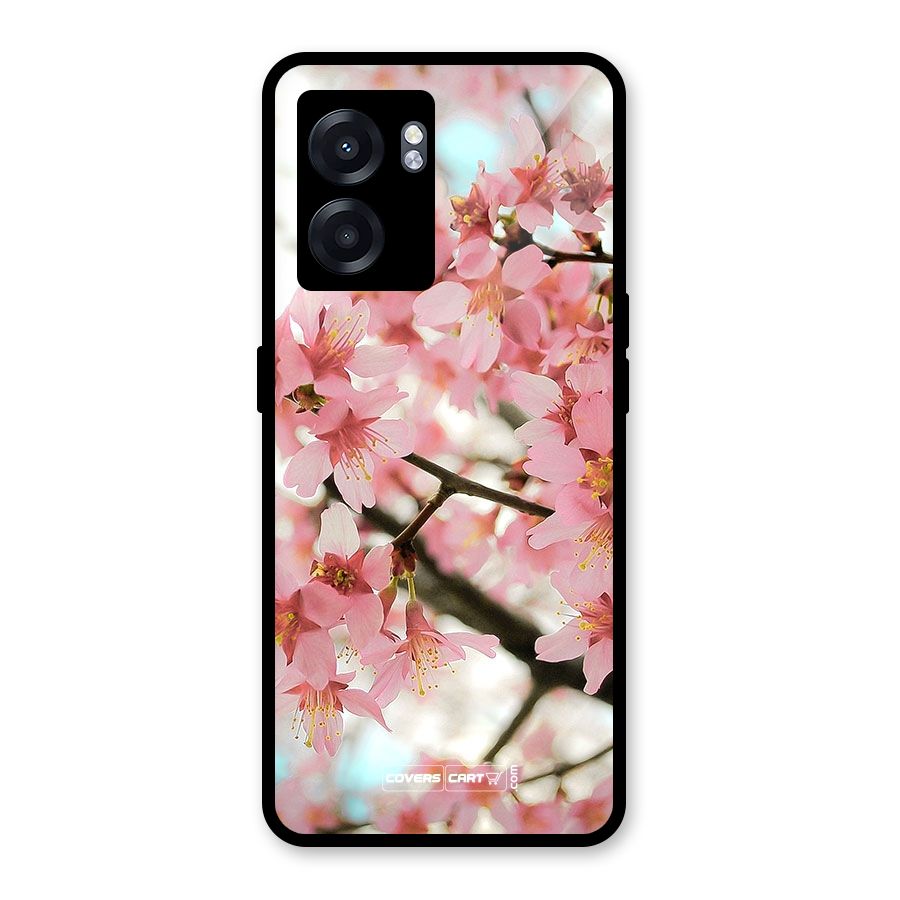 Peach Floral Glass Back Case for Realme Narzo 50 5G