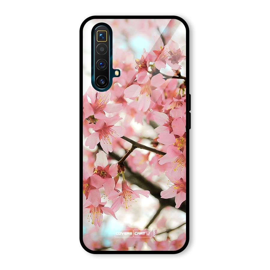Peach Floral Glass Back Case for Realme X3