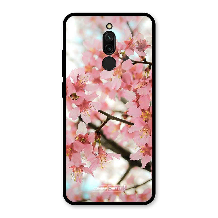 Peach Floral Glass Back Case for Redmi 8